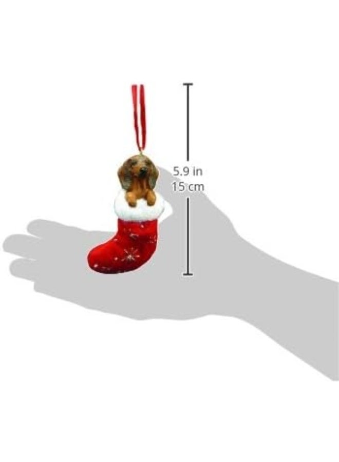 E&S Pets Dachshund Christmas Stocking Ornament with 'Santa's Little Pals' Hand Painted and Stitched Detail - Image 2